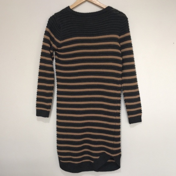 Ripe Knit Tunic Sweater Dress gray tan striped Medium - Picture 5 of 11